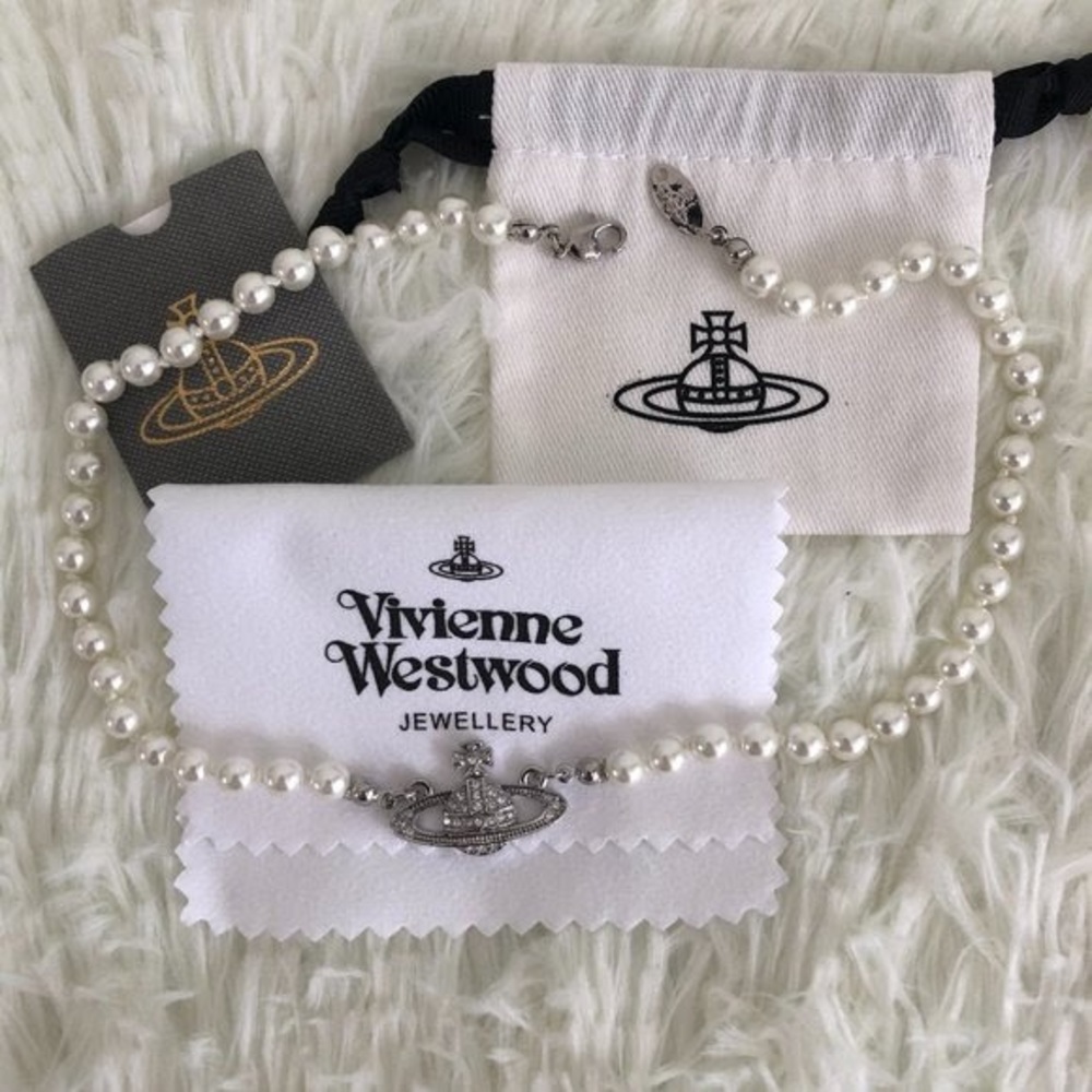 Vivienne Westwood Silver Orb Pearl Necklace